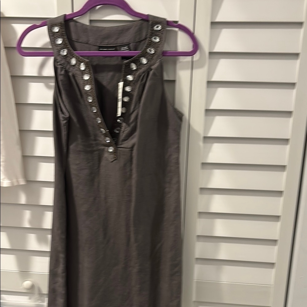 New York & Company Gray Sheath Mini Dress Halter Neckline